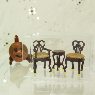 Q1075-77 Mahogany Seating set for 1/4" scale dollhouse
